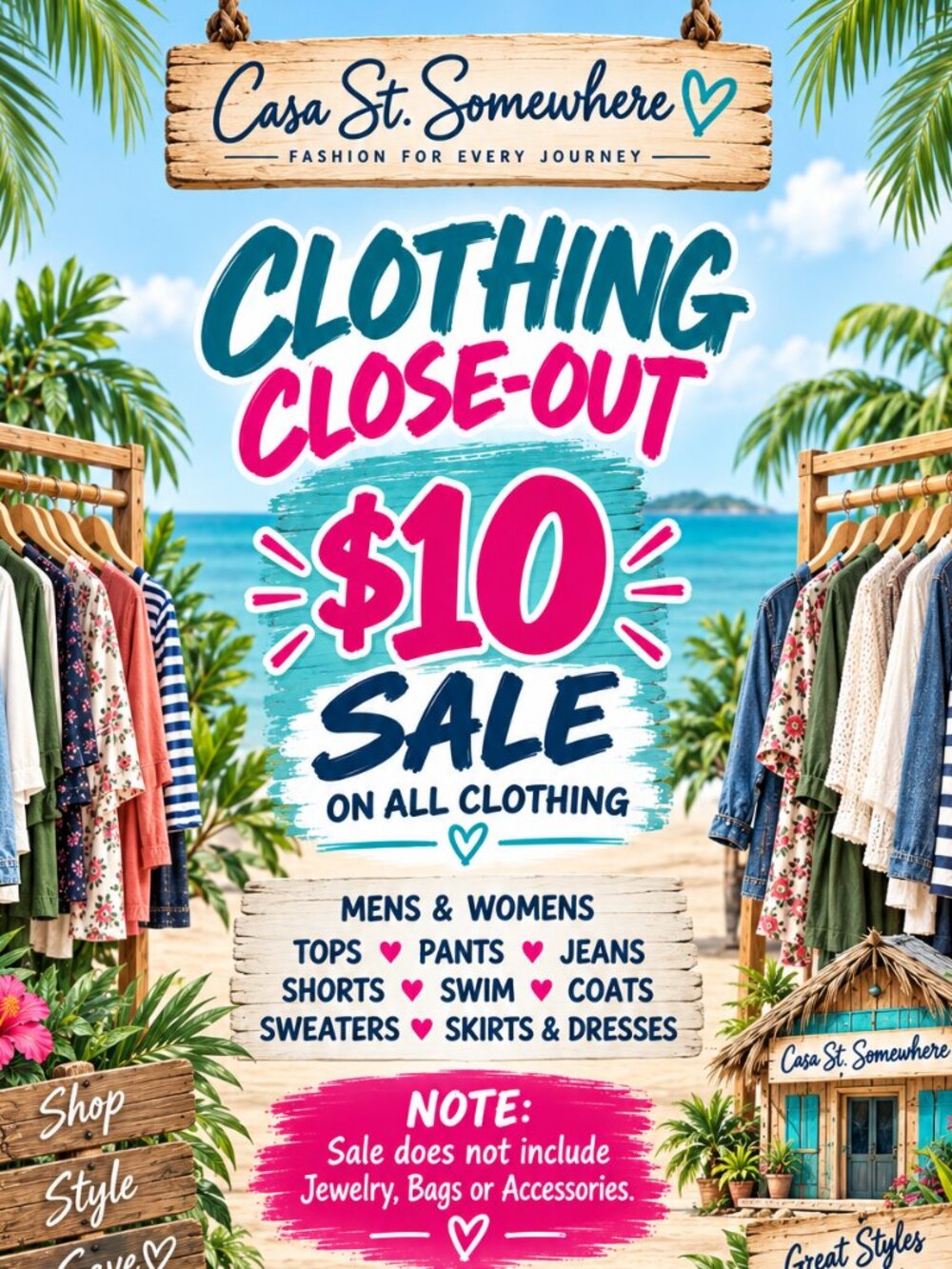 $10 BARGAIN SALE ON ALL CLOTHING $10